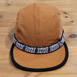 KAVU Organic Strapcap Hat Caramel Tan 4-Panel Canvas Hiking Camp Made in USA M